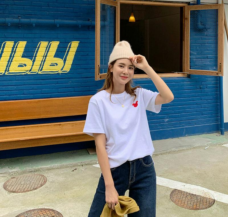 MAYBLUE(メイブルー)(正規品)ミッキー刺繍半袖Tシャツ【4/16再販】Tシャツ　ミッキー　ロゴ　ワンポイントロゴT【5】