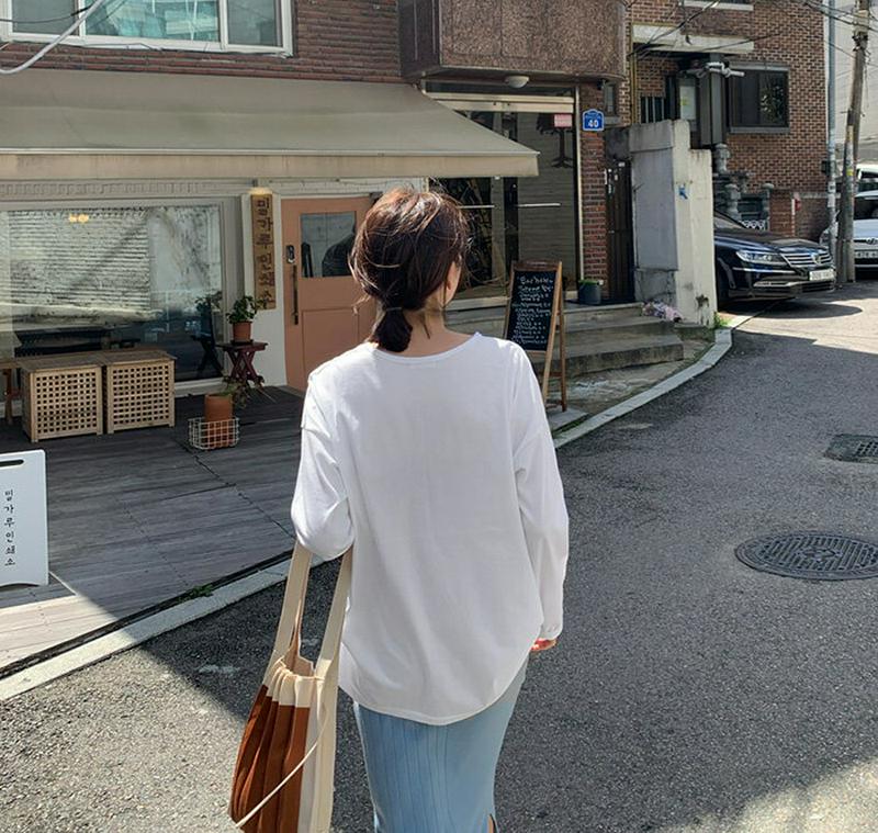 MAYBLUE(メイブルー)サイドスリットコットンTシャツ【9/30up_go】Tシャツ　コットンT　カットソー　無地　長袖【5】
