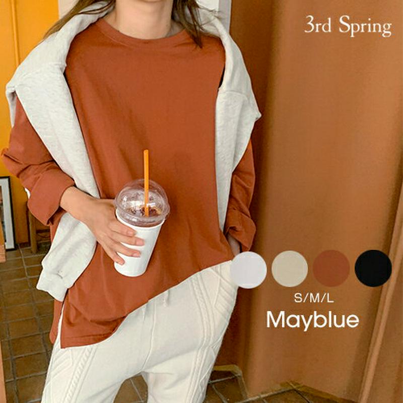 MAYBLUE(メイブルー)スリットルーズTシャツ【9/15up_PSH】Tシャツ　トップス　スリット　ラクチン　【5】