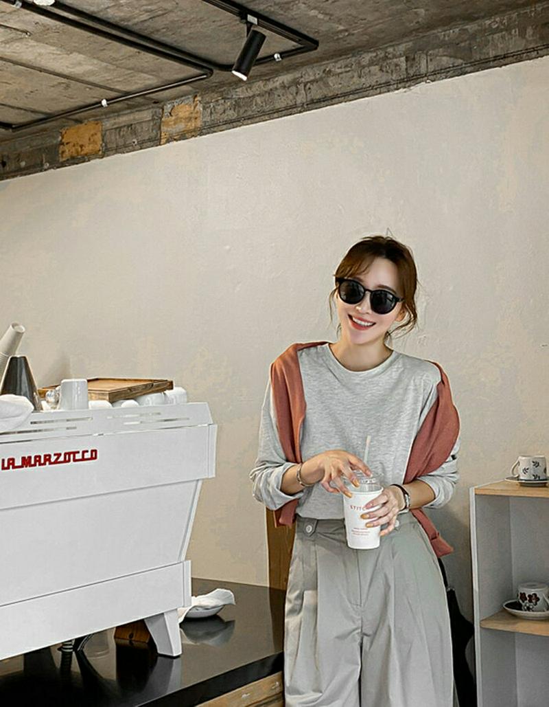 MAYBLUE(メイブルー)シンプルドロショルTシャツ【〇/〇 up】カットソー　長袖　シンプル　カットソー　クルーネック【9/28up_PSH】【5】