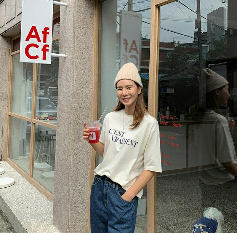 MAYBLUE(メイブルー)レタリングソフト半袖Tシャツ Tシャツ　トップス　カットソー　レタリング　メッセージT　半そで【9/25up_chj】【5】
