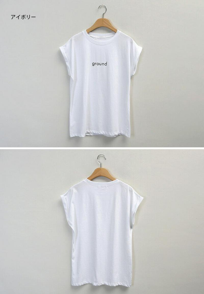 MAYBLUE(メイブルー)groundキャップスリーブT【7/2up_go】【メール便】韓国 韓国ファッション　Tシャツ　トップス　キャップスリーブ　英字ロゴ　ワンポイントレディース ファッション【即納】