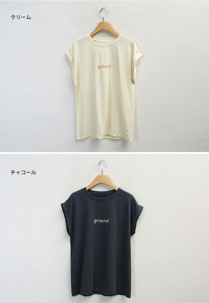 MAYBLUE(メイブルー)groundキャップスリーブT【7/2up_go】【メール便】韓国 韓国ファッション　Tシャツ　トップス　キャップスリーブ　英字ロゴ　ワンポイントレディース ファッション【即納】
