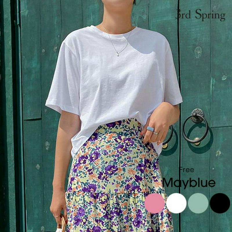 MAYBLUE(メイブルー)キャンディークロップT【6/26up_go】【メール便】韓国 韓国ファッション　Tシャツ　トップス　半袖　クロップド丈　パステル　キャンディーカラーレディース ファッション【即納】