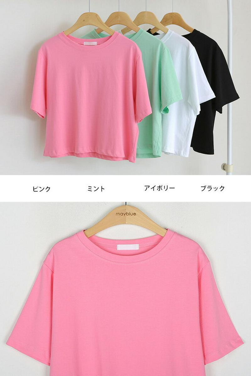MAYBLUE(メイブルー)キャンディークロップT【6/26up_go】【メール便】韓国 韓国ファッション　Tシャツ　トップス　半袖　クロップド丈　パステル　キャンディーカラーレディース ファッション【即納】