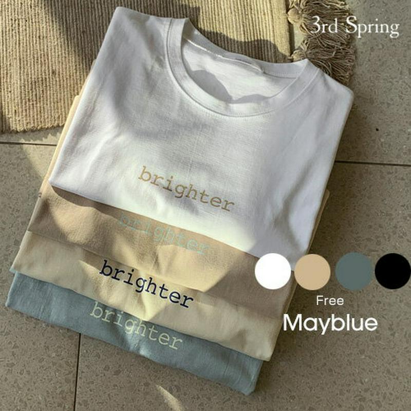 mayblue(メイブルー)レタリングtシャツ 韓国 韓国ファッション tシャツ トップス 半袖 レタリング ロゴtT シンプルロゴt プリント 英字プリント レディース ファッション【メール便】【SALE】