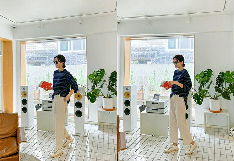 MAYBLUE(メイブルー)スリット入りボーダー柄Tシャツカットソー　ボーダー　ベーシック　シンプル　クルーネック　長袖【9/24up_PSH】【5】