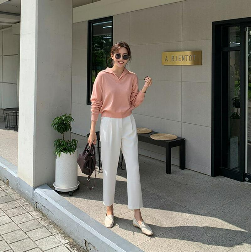 MAYBLUE(メイブルー)スキッパーカラーウール混ニット【10/12up_go】ニットシャツ　薄手ニット　トップス　ニットソー【5】