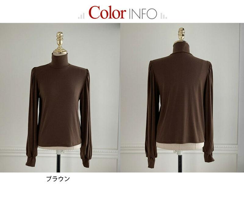 JULL-LOG(ジュローグ)パフスリーブトップス【10/29up_go】韓国 韓国ファッション　ハイネック　ブラウス　パフスリーブ　カットソー　タートルネック　トップス　冬　オフィスカジュアル　通勤　ナンニング レディース【5】※メール便不可