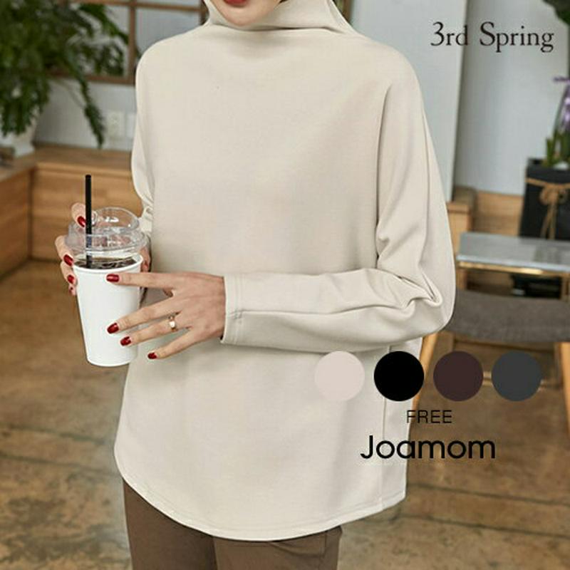 JOAMOM(ジョアマム)ハーフネック長袖カットソー【11/12up_go】韓国 韓国ファッション　トップス tシャツ カットソー 長袖 ハイネック ハーフネック レイヤード レディース ファッション【予】※メール便不可