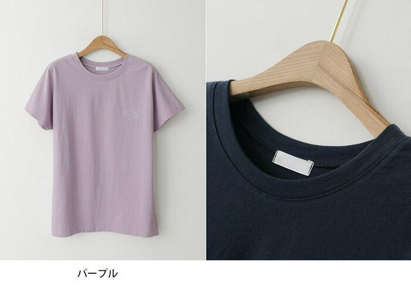 JOAMOM(ジョアマム)ワンポイント刺繍tシャツ 【メール便】韓国 韓国ファッション トップス 夏 tシャツ カットソー 半袖 無地 tシャツ ワンポイント ワンマイルウェア ルームウェア レディース ファッション【即納】 ★