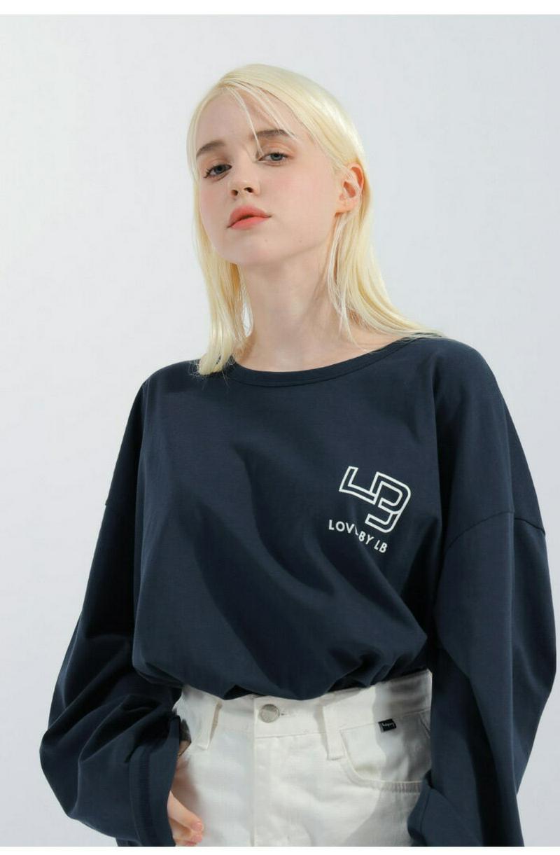 HOTPING(ホッピン)ルーズフィット長袖Tシャツ【10/15up_ka】 トップス tシャツ 長袖 ロンt ワンポイント ロゴ ロゴt 【5】
