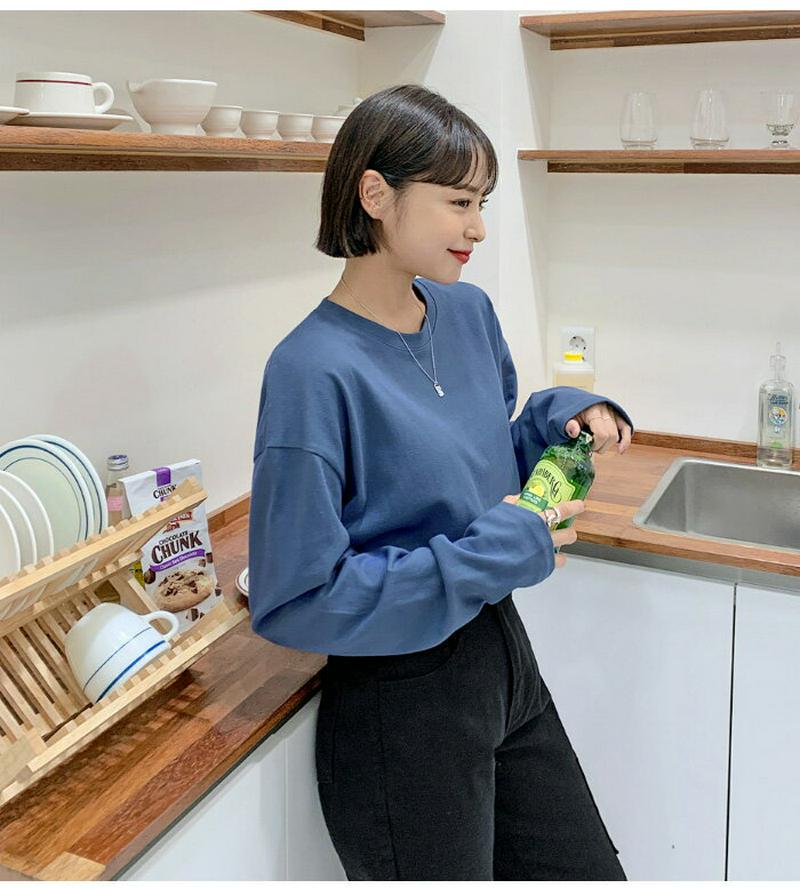 HOTPING(ホッピン)ルーズロングTシャツ【10/13up_ka】 Tシャツ T 長袖 無地T ブラウン ブルー ブラック アイボリー 【5】