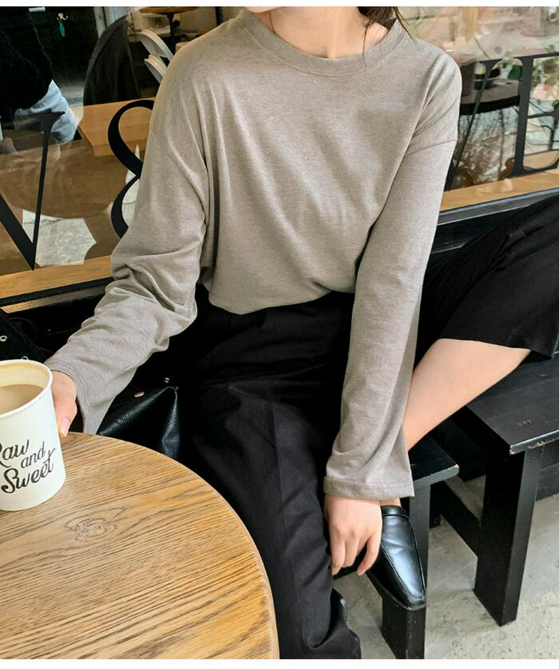 HOTPING(ホッピン)サイドスリットロングTシャツ【10/13up_ka】 トップス tシャツ 長袖 ロンt 無地 ゆったり 秋 【即納】 ★