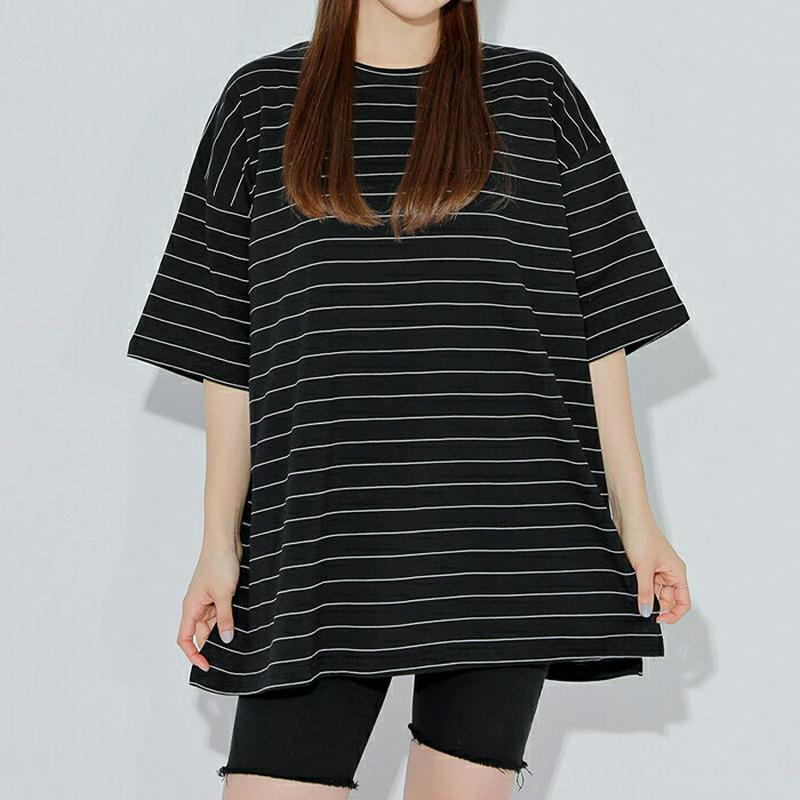 【SALE】HOTPING(ホッピン)配色ボーダールーズtシャツ tシャツ 半袖 ルーズ オーバーサイズ ボーダーT ピンク ソラ アイボリー ブラック ボーダー 【即納】【メール便】