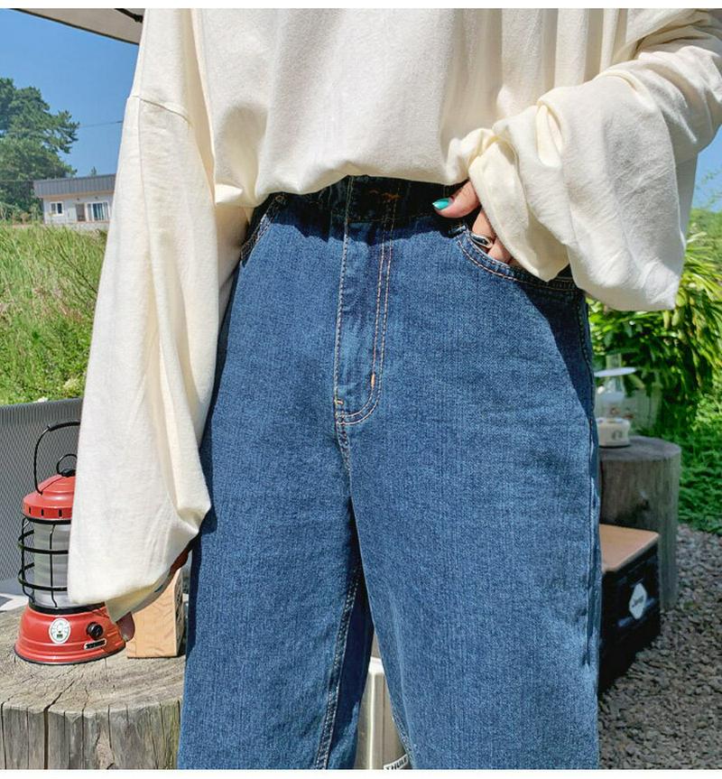 HOTPING(ホッピン)ワイドダークデニムパンツ【10/8up_ka】 ウエストゴム ダークデニム ワイドパンツ テーパードパンツ デニム ジーンズ アンクル丈 ヴィンテージ【5】