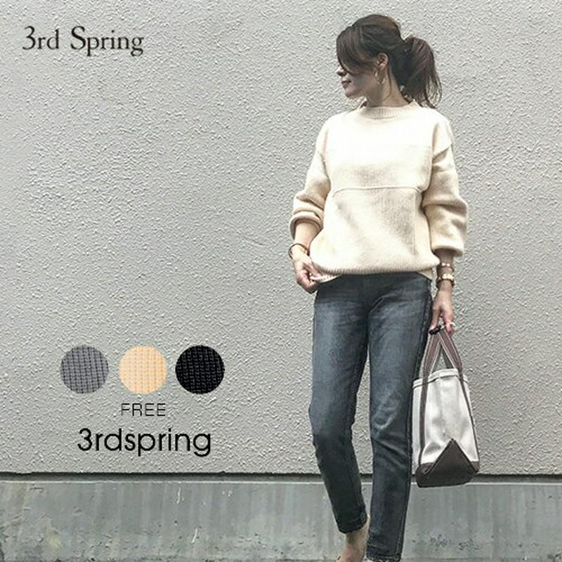【SALE】3rd(サード)切替ニットプルオーバー 韓国 韓国ファッション トップス 秋 ニット　秋冬　 カジュアル セバルーンスリーブ オトナカジュアル レディース ファッション【あす楽】