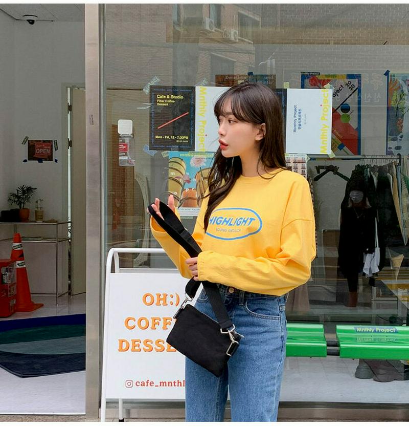 SONYUNARA(ソニョナラ)HIGHLIGHT英字長袖Tシャツ【10/9up_ka】韓国 韓国ファッション Tシャツ 長袖 ロンT ロゴ レタリング カジュアル レディース ファッション【5】