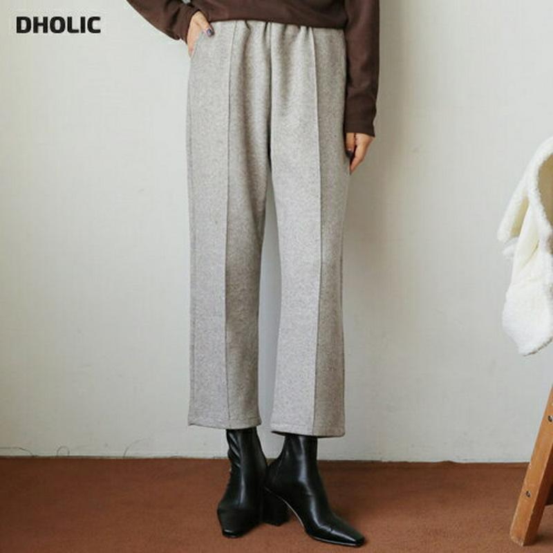 【只今10%OFF】ウエストゴムパンツ・全3色・b61136 レディース【pt】【韓国 ファッション ボトムス ズボン パンツ ワイドパンツ ワイド ストレート クロップド センタープレス ウエストゴム 楽ちん シンプル 単色 無地 カジュアル 大人 秋 冬】