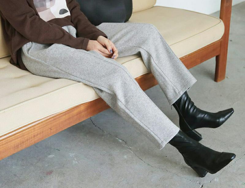 【只今10%OFF】ウエストゴムパンツ・全3色・b61136 レディース【pt】【韓国 ファッション ボトムス ズボン パンツ ワイドパンツ ワイド ストレート クロップド センタープレス ウエストゴム 楽ちん シンプル 単色 無地 カジュアル 大人 秋 冬】