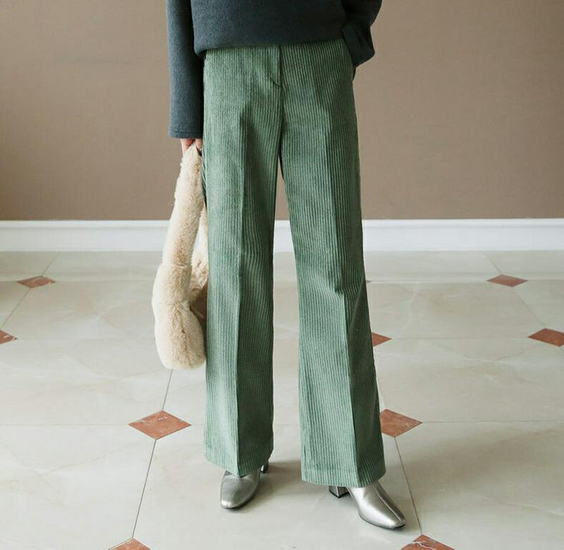 コーデュロイブーツカットパンツ・全3色・t61137 レディース【pt】韓国ファッション ボトムス ズボン パンツ ロングパンツ コーデュロイ コーデュロイパンツ ブールカット ブーツカット シンプル 単色 無地 カラーパンツ 綿 コットン 秋 冬