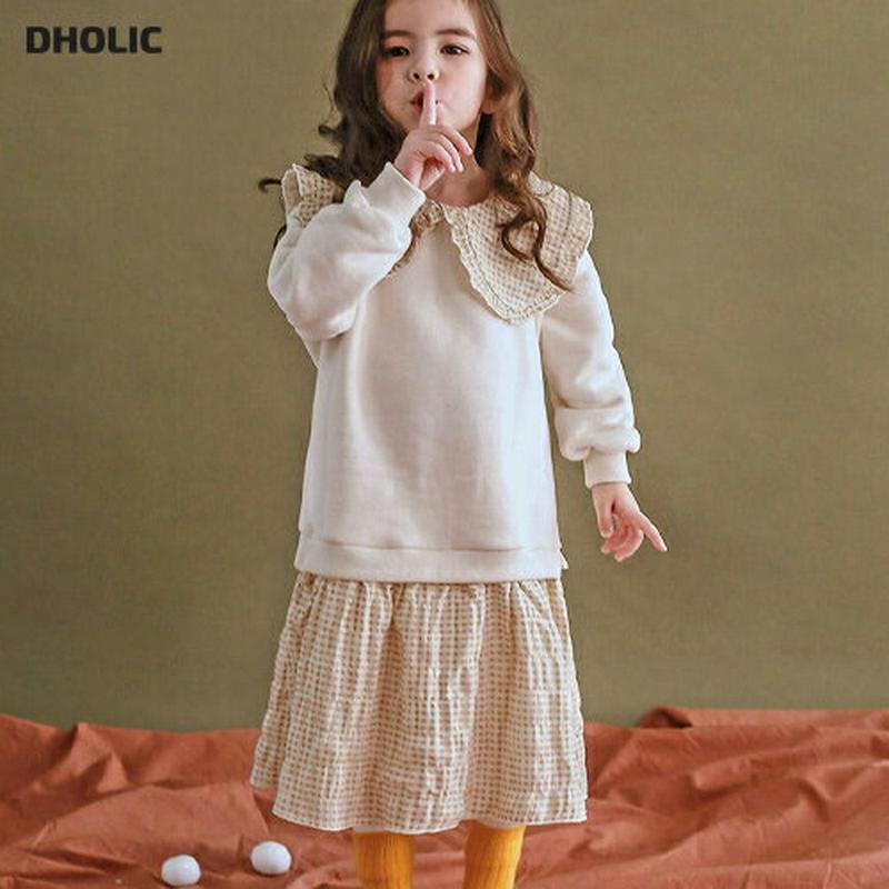 【キッズ20%OFF】チェックレイヤードワンピース・p009230 キッズ【3~8才】【ops】【ワンピース ロングワンピース ロング レイヤード チェック柄 長袖 可愛い かわいい カジュアル 女の子 秋 冬 韓国 韓国子供服 子供 こども 子供服 こども服】【KIDS】