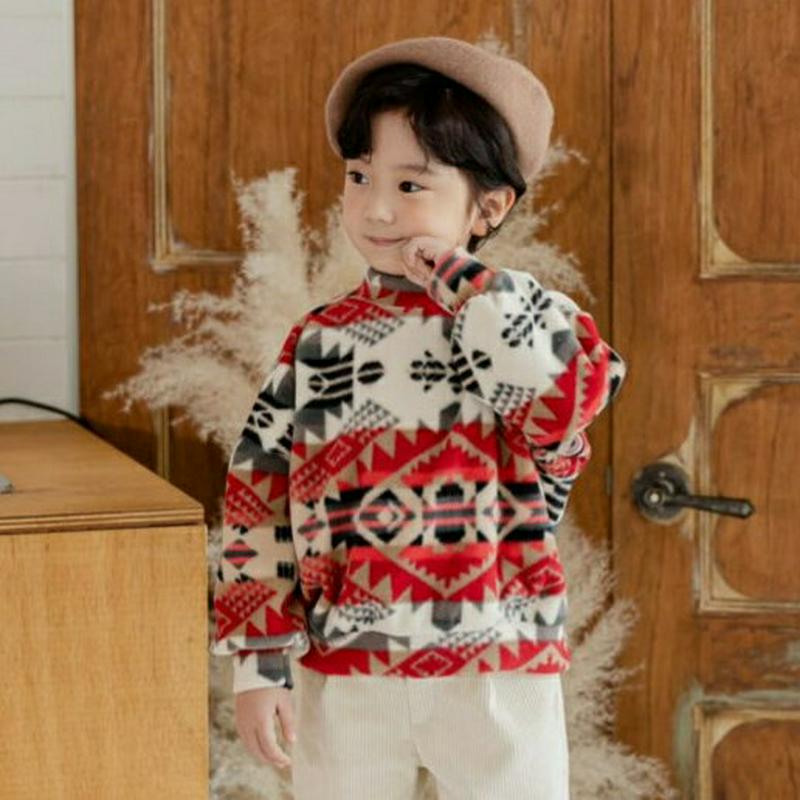 【キッズ20%OFF】裏起毛トロピカルネックTシャツ(junior)・u09311 キッズ【9~17才】【tops】【トップス Tシャツ 長袖 総柄 総柄 カジュアル ラフ 裏起毛 女の子 男の子 冬 韓国 韓国子供服 子供 こども 子供服 こども服】【KIDS】