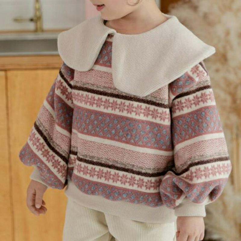 【キッズ20%OFF】ビッグカラーノルディックニット(junior)・u09149 キッズ【9~17才】【tops】【トップス ニット ニットトップス 長袖 総柄 ノルディック柄 ビッグカラー カジュアル 女の子 男の子 冬 韓国 韓国子供服 子供 こども 子供服 こども服】【KIDS】