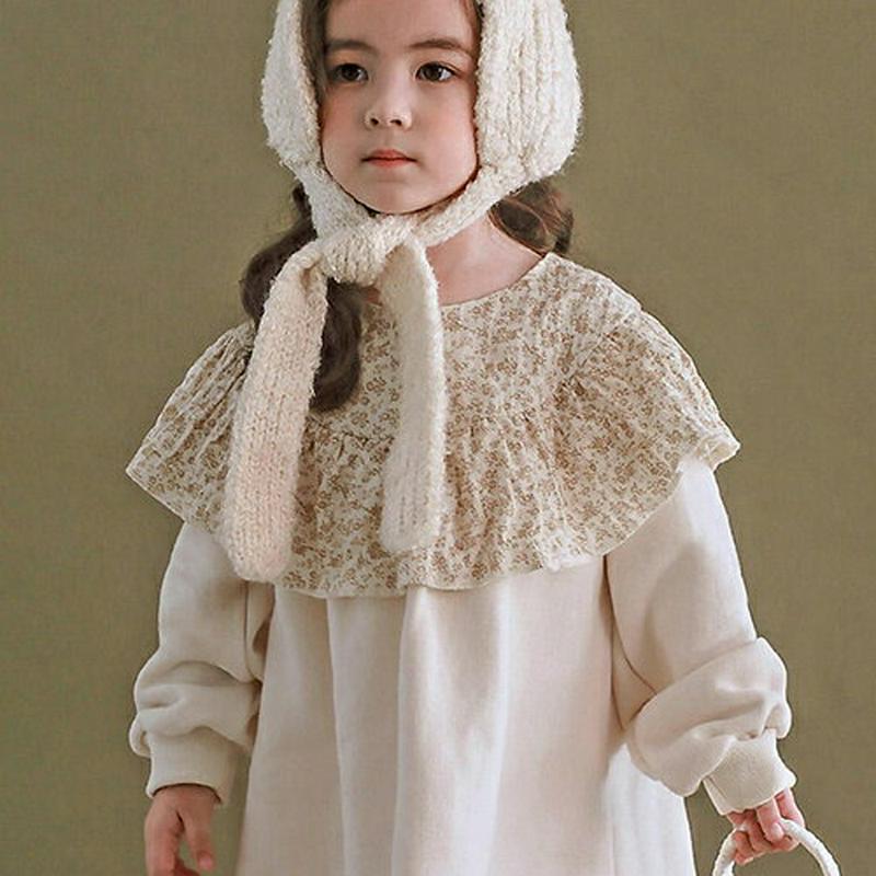 裏起毛フラワーカラーワンピース・p009229 キッズ【3~8才】【ops】【ワンピース ミディ丈 ミディワンピース 長袖 裏起毛 花柄 フラワー 可愛い かわいい フェミニン 女の子 秋 韓国 韓国子供服 子供 こども 子供服 こども服】【KIDS】