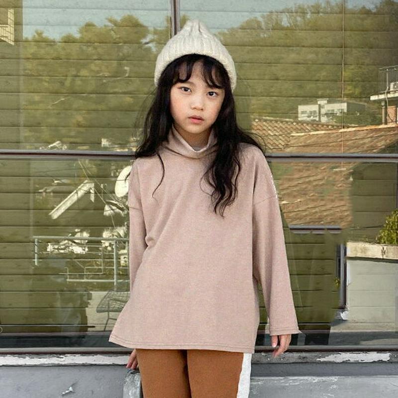 【キッズ20%OFF】ルーズハイネックTシャツ(junior)・u09195 キッズ【9~17才】【tops】【トップス Tシャツ 長袖 ハイネック ゆったり ルーズ 単色 無地 シンプル カジュアル 女の子 男の子 秋 冬 韓国 韓国子供服 子供 こども 子供服 こども服】【KIDS】