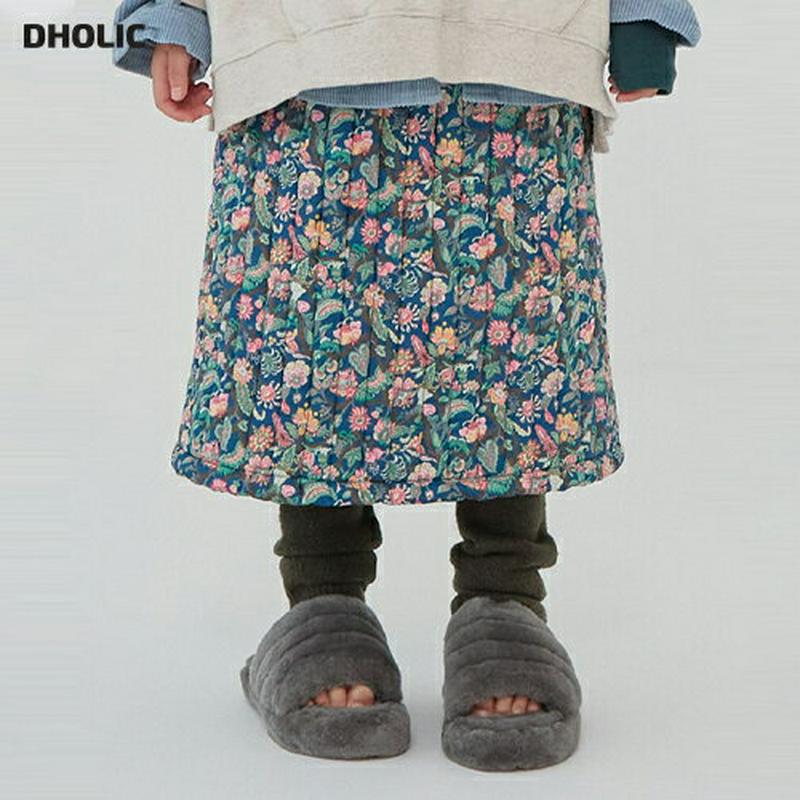 フラワーパターン中綿スカート・u09179 キッズ【3~8才】【sk】【スカート ロング ロングスカート 中綿 花柄 フラワー 可愛い かわいい 女の子 冬 韓国 韓国子供服 子供 こども 子供服 こども服】【KIDS】