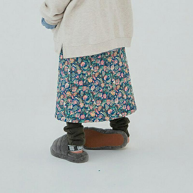 フラワーパターン中綿スカート・u09179 キッズ【3~8才】【sk】【スカート ロング ロングスカート 中綿 花柄 フラワー 可愛い かわいい 女の子 冬 韓国 韓国子供服 子供 こども 子供服 こども服】【KIDS】