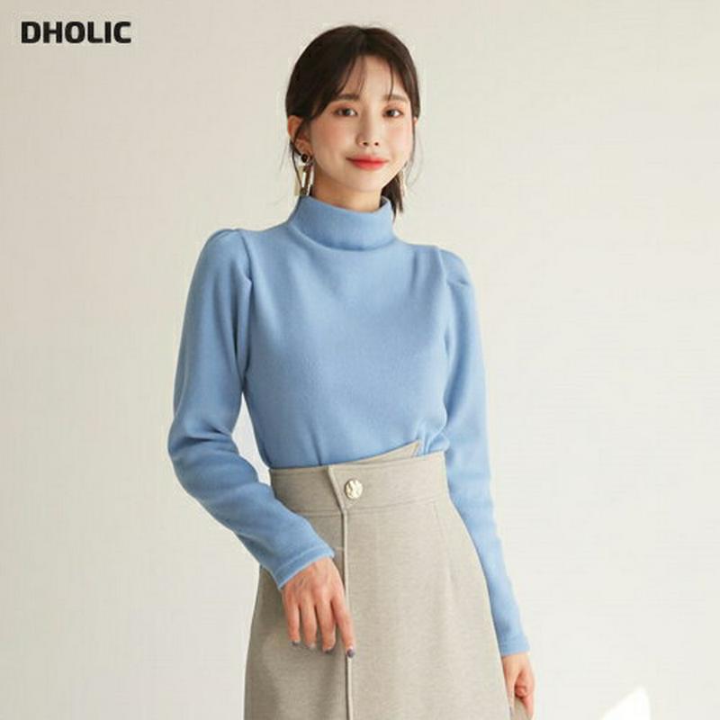 【只今10%OFF】起毛ハーフネックTシャツ・全3色・t61123 レディース【tops】【韓国 ファッション トップス Tシャツ 長袖 ロングスリーブ ハーフネック 起毛 シンプル 単色 無地 カジュアル ベーシック ラフ 大人 秋 冬】