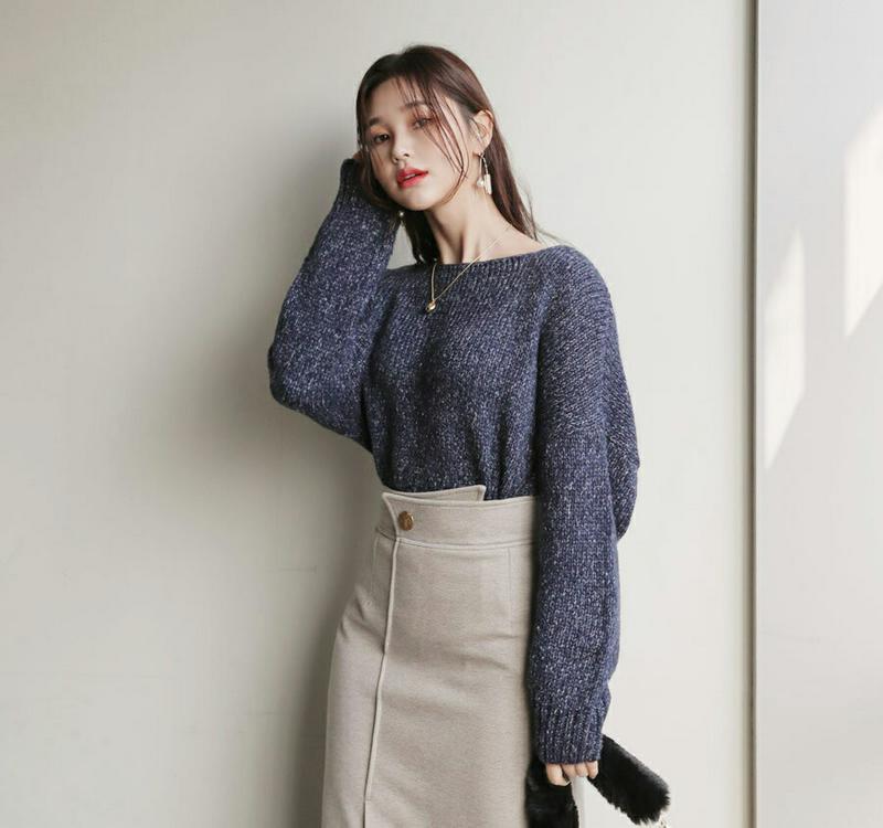 【新作10%OFF】ボートネックニット・全4色・t61125 レディース【tops】【韓国 ファッション トップス ニット ニットトップス ロングスリーブ 長袖 ボートネック 鎖骨 デコルテ シンプル 無地 カジュアル ルーズ ゆったり 上品 大人 秋 冬】