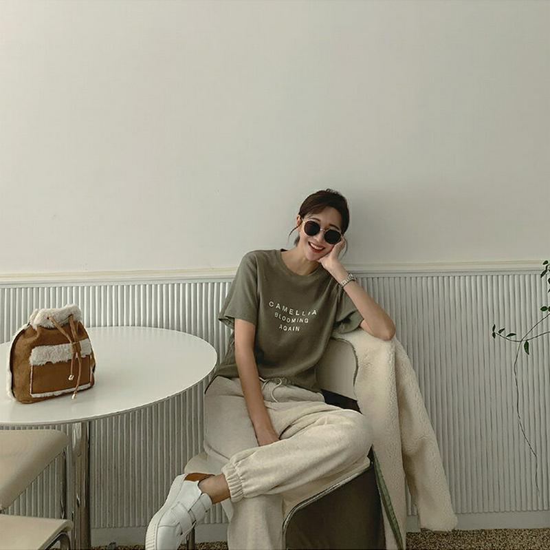 MAYBLUE(メイブルー)レタリング表起毛半袖Tシャツ【11/24up_chj】Tシャツ　トップス　半袖　レタリング　ロゴT　メッセージ　【5】