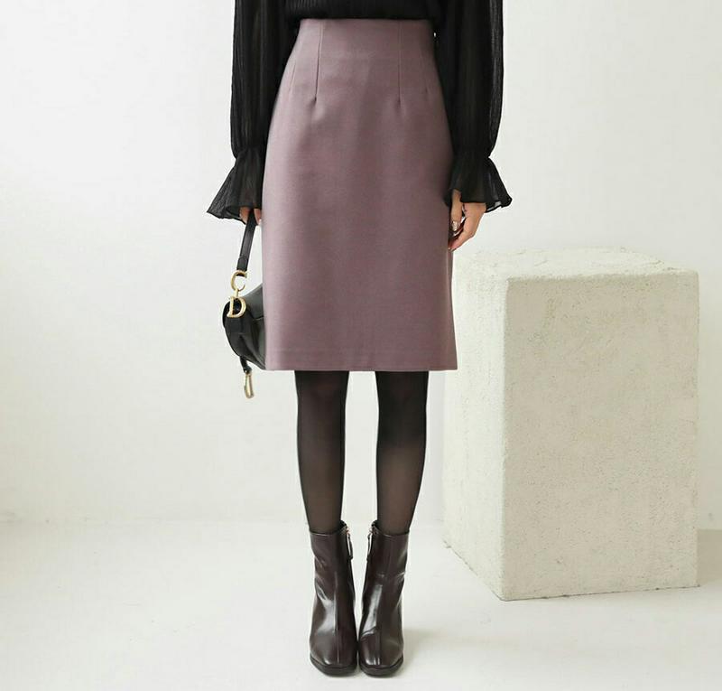 Hラインミディスカート・全4色・b61946 レディース 【sk】韓国 ファッション ボトムス スカート ミディ ミディアム ミドル 膝丈 Hライン ペンシルスカート タイトスカート 無地 オフィス オフィスカジュアル 仕事 職場 フォーマル 秋 冬