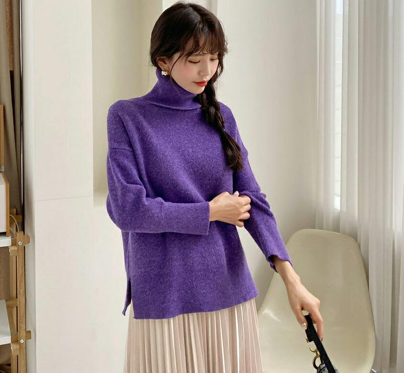 カシミヤ混タートルニット・全3色・t61995 レディース 【tops】【韓国 ファッション トップス ニット ハイネック 長袖 ルーズ ゆったり 体型カバー 無地 やわらかい カジュアル 秋 冬】