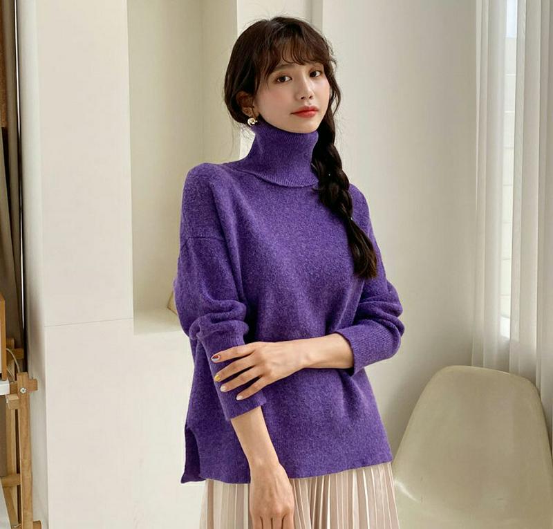 カシミヤ混タートルニット・全3色・t61995 レディース 【tops】【韓国 ファッション トップス ニット ハイネック 長袖 ルーズ ゆったり 体型カバー 無地 やわらかい カジュアル 秋 冬】