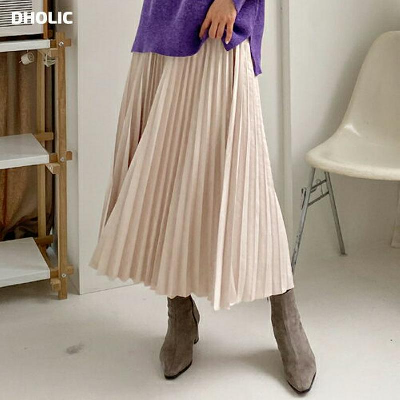 バックゴムプリーツスカート・全2色・t61965 レディース 【sk】【韓国 ファッション ボトムス スカート ロング Aライン フレア プリーツ 無地 上品 フェミニン カジュアル 秋 冬】