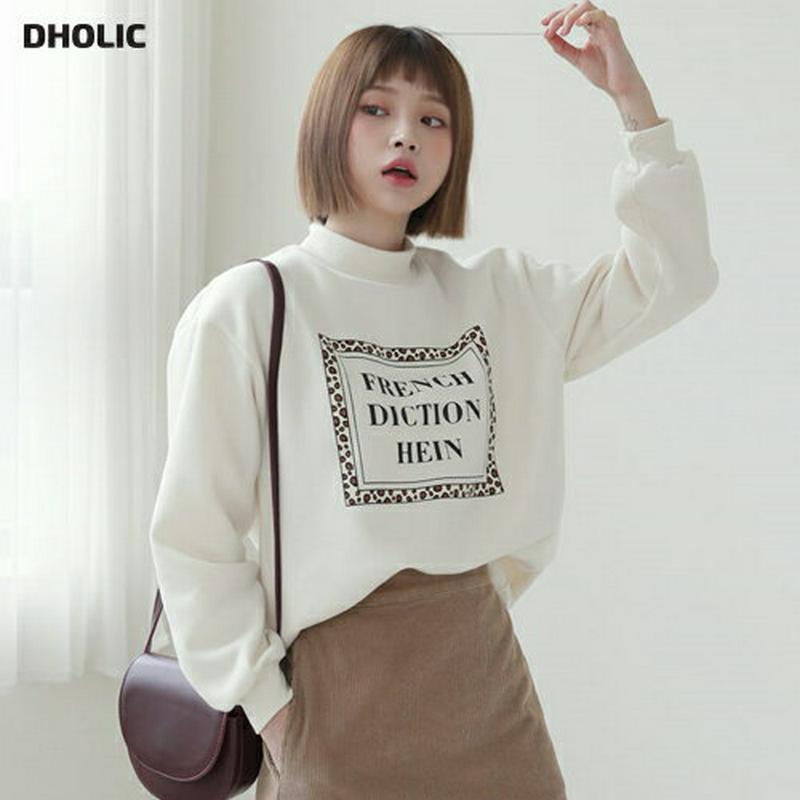 【只今10%OFF】裏起毛レオパードレタリングスウェット・全4色・b61992 レディース 【tops】【韓国 ファッション トップス スウェット ラウンドネック 長袖 トレーナー カットソー Tシャツ ルーズ ゆったり オーバーサイズ ドロップショルダー ロゴ カジュアル 秋 冬】