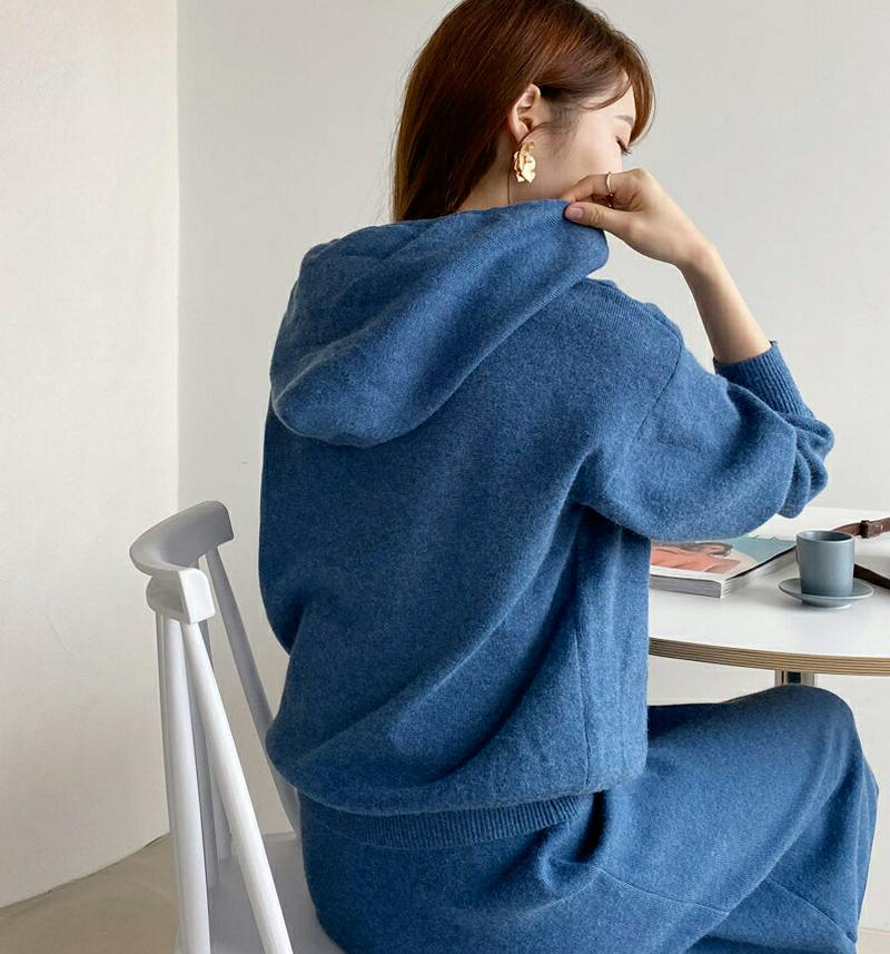 【只今10%OFF】ニットポケットフーディ&スカートSET・全3色・b65337 レディース 【ops】【セットアップ setup トップス ニット ニットパーカー パーカー 長袖 フーディー スカート ミディ丈 ニットスカート 秋 冬 韓国 ファッション】【ハイホリHIHOLLI】