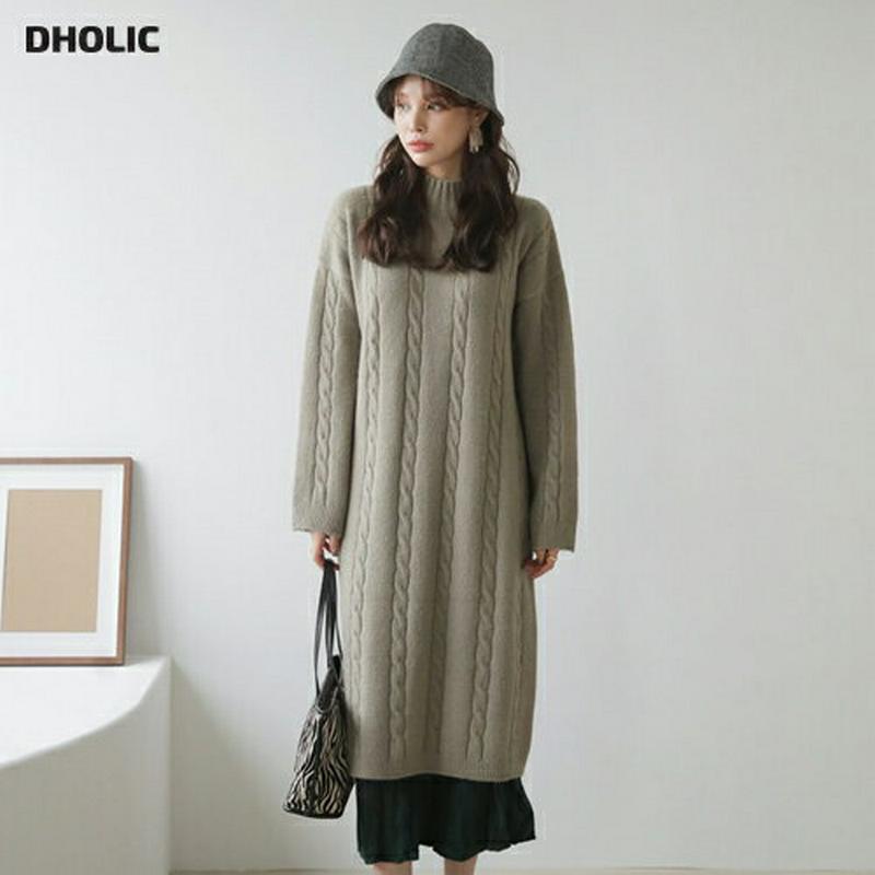 【新作10%OFF】ツイストスリットワンピース・全3色・t65322 レディース 【ops】【ワンピース ミディ丈 ミディワンピース 長袖 ツイスト スリット 大人 カジュアル ハーフネック 秋 冬 韓国 ファッション】【ハイホリHIHOLLI】