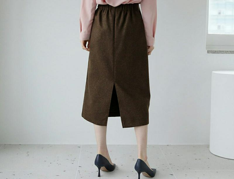 【新作10%OFF】メランジHラインスカート・全2色・b65347 レディース 【sk】【スカート ミディ丈 ミディスカート Hライン メランジ 大人 スリット シック オフィスカジュアル 通勤 OL 秋 冬 韓国 ファッション】【ハイホリHIHOLLI】