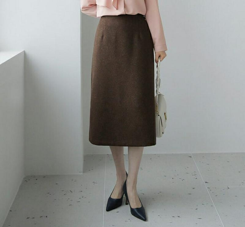 【新作10%OFF】メランジHラインスカート・全2色・b65347 レディース 【sk】【スカート ミディ丈 ミディスカート Hライン メランジ 大人 スリット シック オフィスカジュアル 通勤 OL 秋 冬 韓国 ファッション】【ハイホリHIHOLLI】