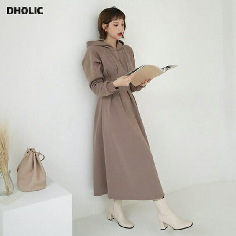 ≪人気商品再入荷≫裏起毛フードタックワンピース・全3色・b56310 レディース 【ops】韓国ファッション ワンピース フレア Aライン パーカー スウェット トレーナー Tシャツ カットソー 長袖 無地 カジュアル 秋 冬