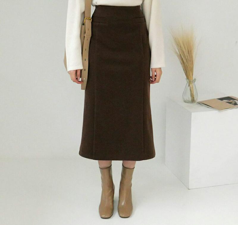【新作10%OFF】フェイクポケットHラインスカート・全3色・b56332 レディース 【sk】【韓国 ファッション ボトムス スカート ロング ミモレ Hライン タイトスカート ペンシルスカート 無地 大人 カジュアル 秋 冬】