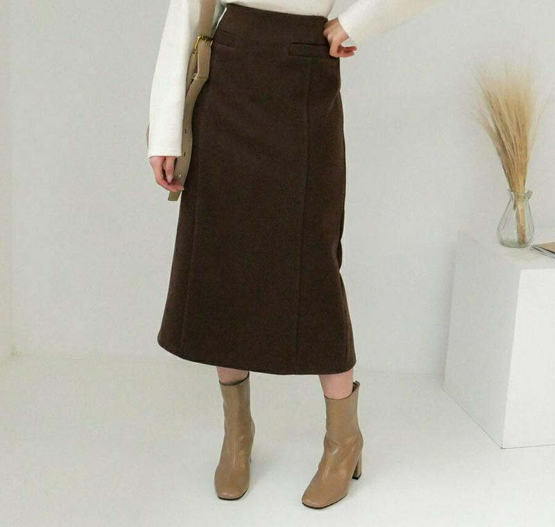 【新作10%OFF】フェイクポケットHラインスカート・全3色・b56332 レディース 【sk】【韓国 ファッション ボトムス スカート ロング ミモレ Hライン タイトスカート ペンシルスカート 無地 大人 カジュアル 秋 冬】