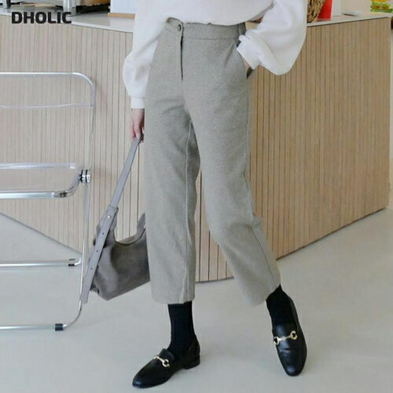 【新作10%OFF】ヘリンボーンパンツ・全2色・b56372 レディース 【pt】【韓国 ファッション ボトムス パンツ ロング ワイド ストレート ウエストゴム ルーズ パターン 柄 クロップド カジュアル 秋 冬】