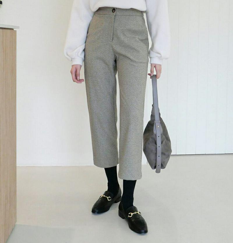 【新作10%OFF】ヘリンボーンパンツ・全2色・b56372 レディース 【pt】【韓国 ファッション ボトムス パンツ ロング ワイド ストレート ウエストゴム ルーズ パターン 柄 クロップド カジュアル 秋 冬】