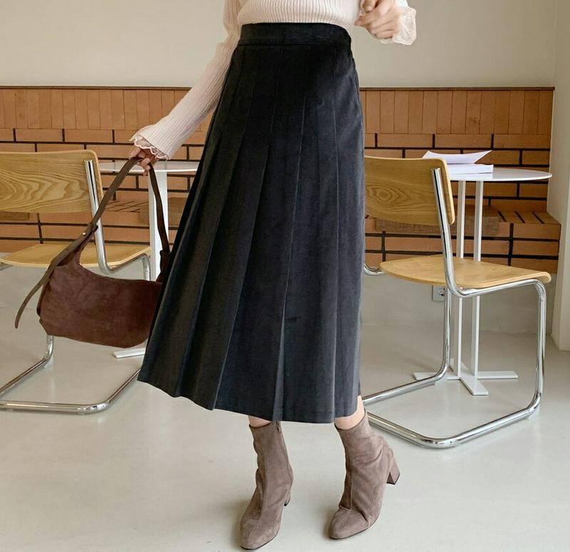 【新作10%OFF】コーデュロイプリーツスカート・全2色・b56318 レディース 【sk】【韓国 ファッション ボトムス スカート ロング フレア Aライン ボリューム 無地 ワイドプリーツ 上品 フェミニン 大人 カジュアル 秋 冬】